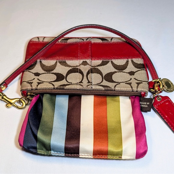 Coach Red and Tan Wristlet Legacy EUC Patent Leather Gold Hardware! - Picture 5 of 8